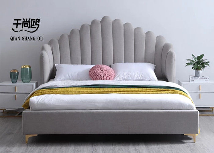 Linen Bedroom King Size Upholstered Beds Breathable Super Soft