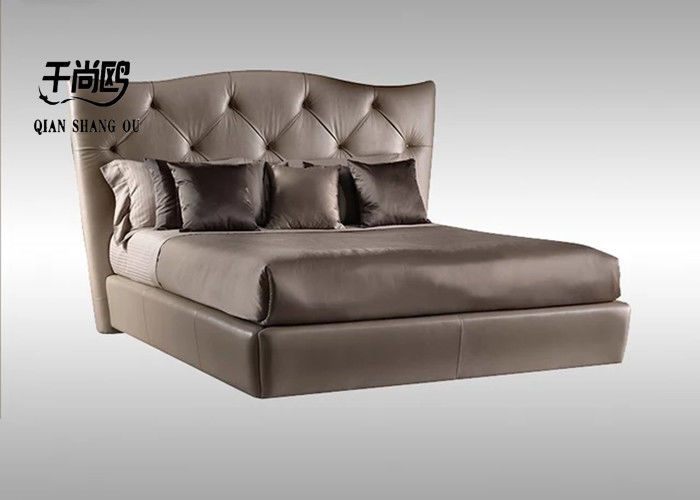 High End Luxury Leather Bedroom Upholstered Bed King Size