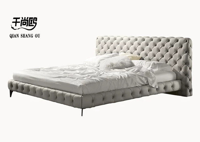 Sturdy / Durable Linen Upholstered Bed with Full Headboard