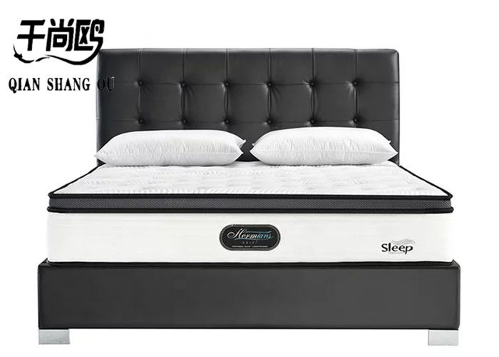 Classic low-key black leather line stitching bedroom upholstered platform bed