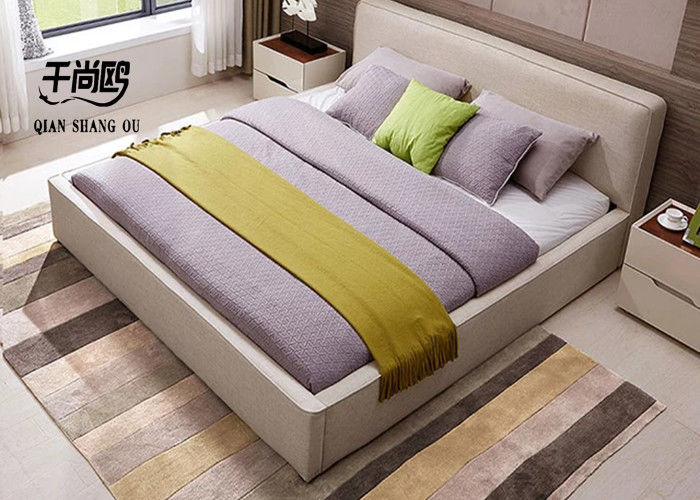 Linen fabric comfortable and simple style bedroom upholstered platform bed