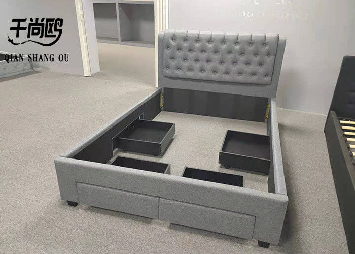 Extra-large bed cotton bed with drawers, sturdy structure with storage space