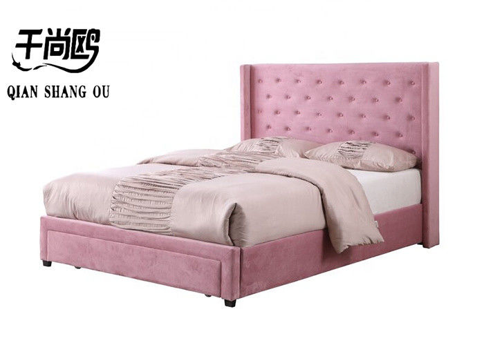 Luxury Pink Princess Upholstered Storage Platform Bed with Button-tufted Headboard
