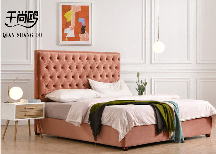 Modern Tatami Tufted Leather Velvet Platform King Size Leather Bed Frame Modern