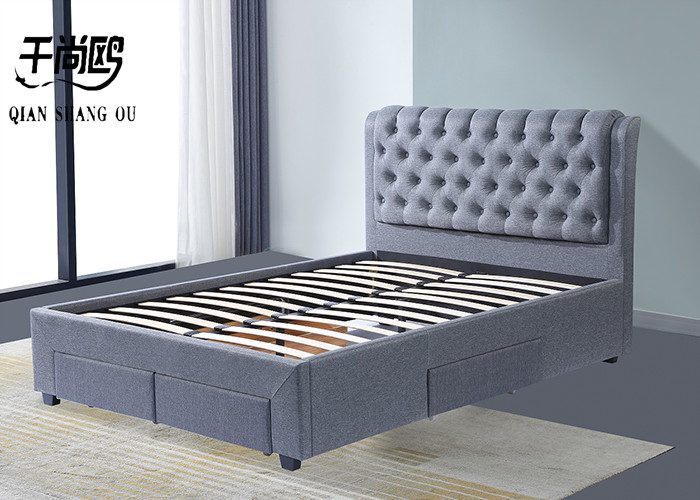 Solid Stylish Bed With Four Drawers Oversized Bedroom Soft