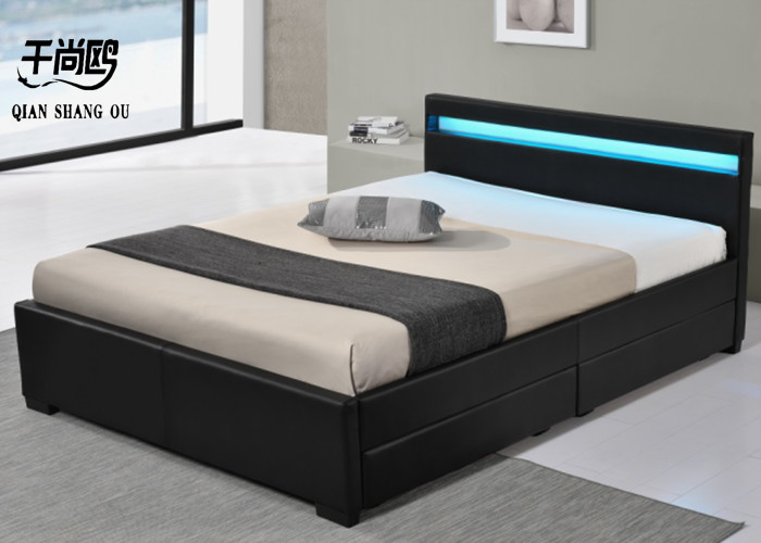 Black King Size Upholstered Bed With, Black Upholstered King Bed With Storage